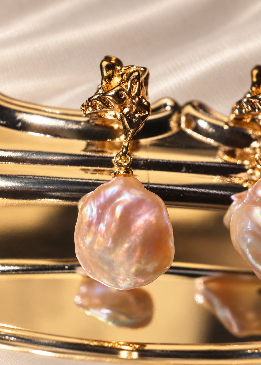 12-13mm Pink Freshwater Cultured Baroque Pearl Drop Earring