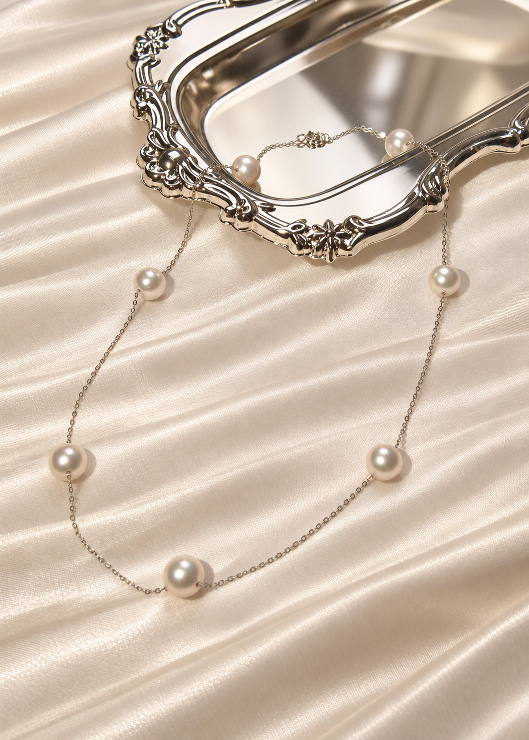 9-10mm White Freshwater Round Pearl Necklace/Bracelet - AAAA Quality