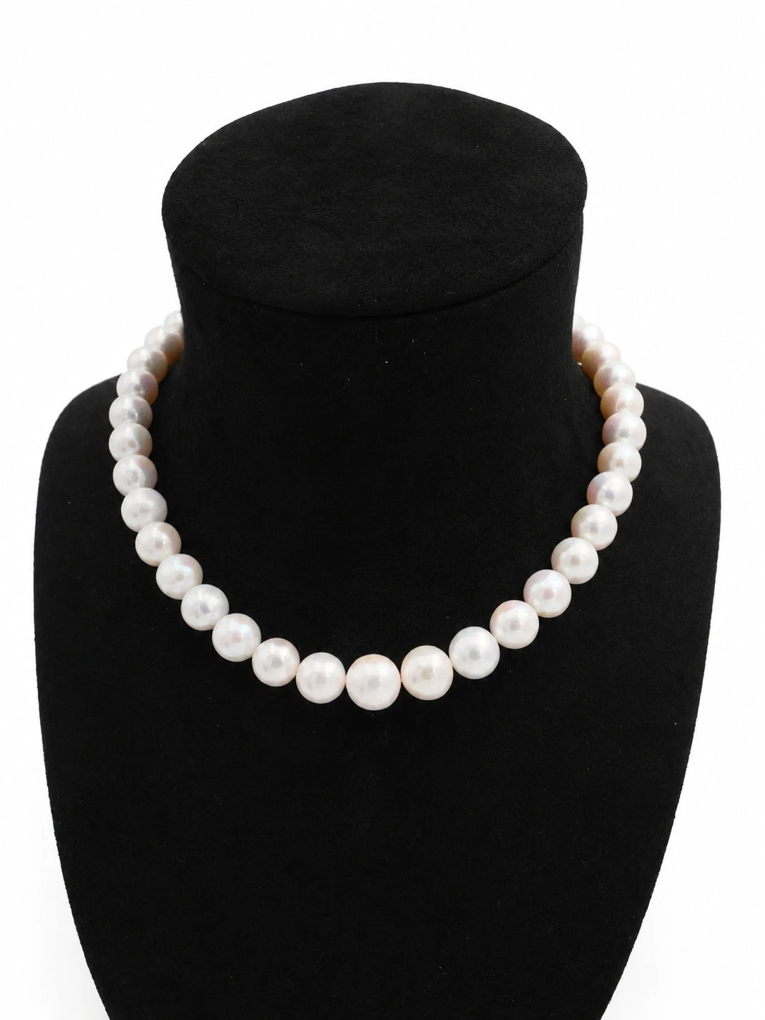 10.5-11.5mm White Freshwater Round Pearl Necklace - AAAA Quality