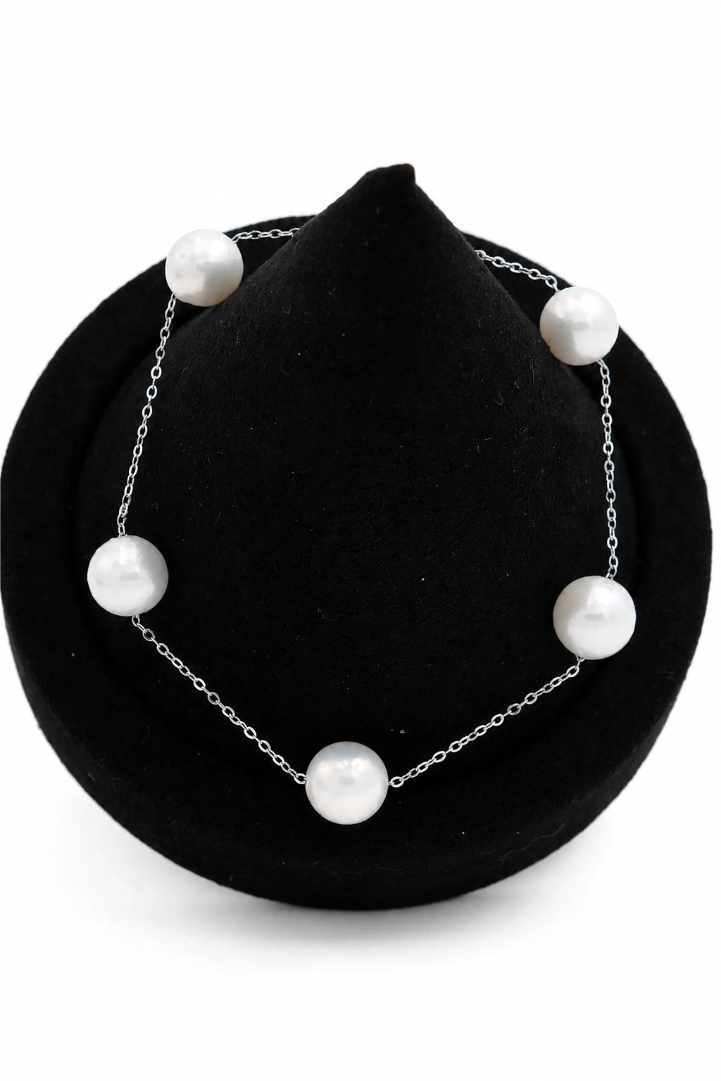 9-10mm White Freshwater Round Pearl Bracelet - AAAA Quality