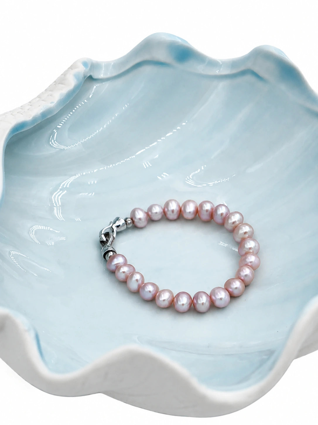 7-7.5mm Pink Freshwater Cultured Baroque Pearl Bracelet - AAAA Quality