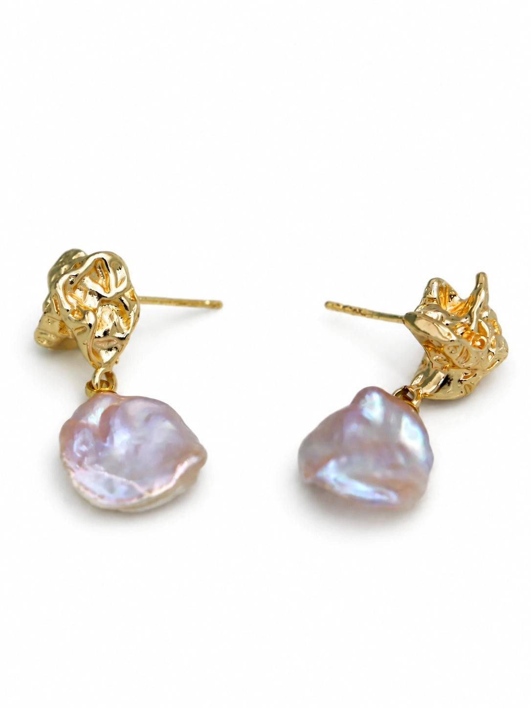 12-13mm Pink Freshwater Cultured Baroque Pearl Stud Earring