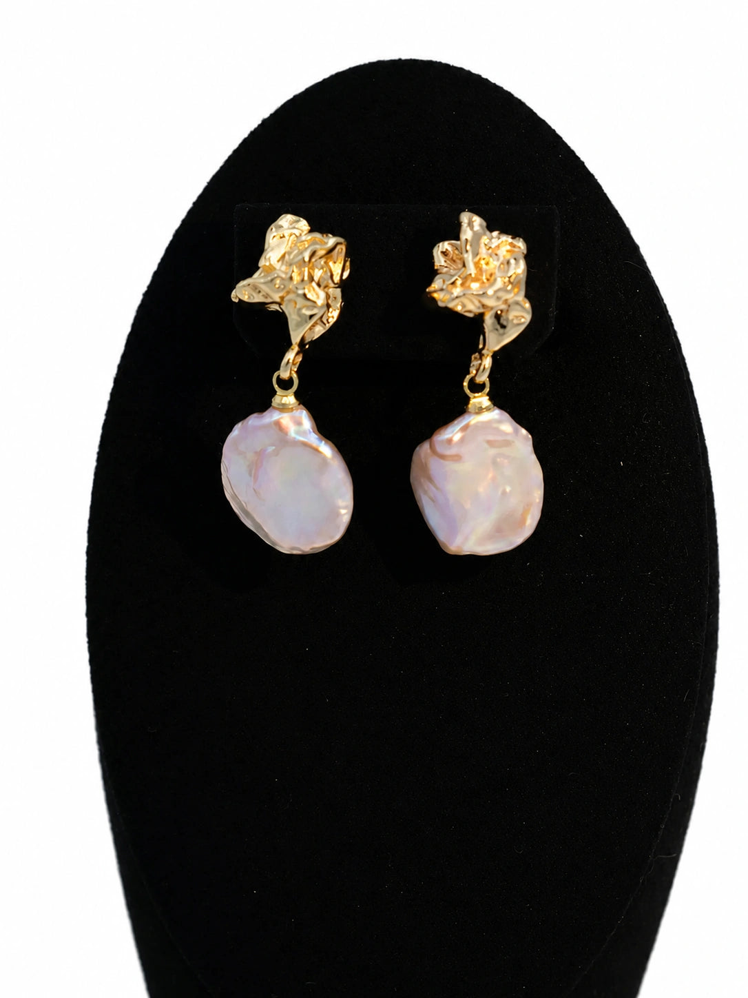 12-13mm Pink Freshwater Cultured Baroque Pearl Stud Earring