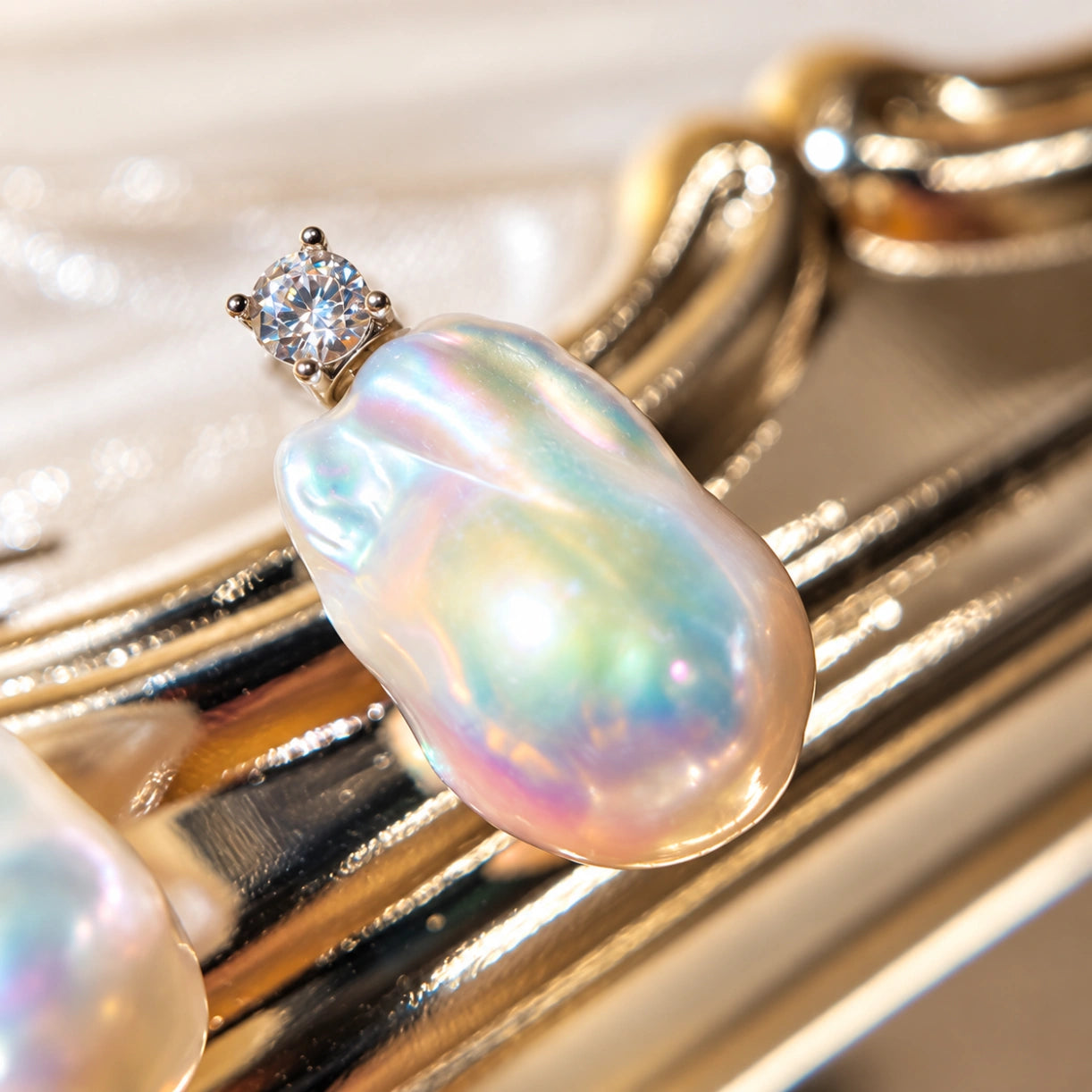White Freshwater Cultured Baroque Pearl Stud Earring