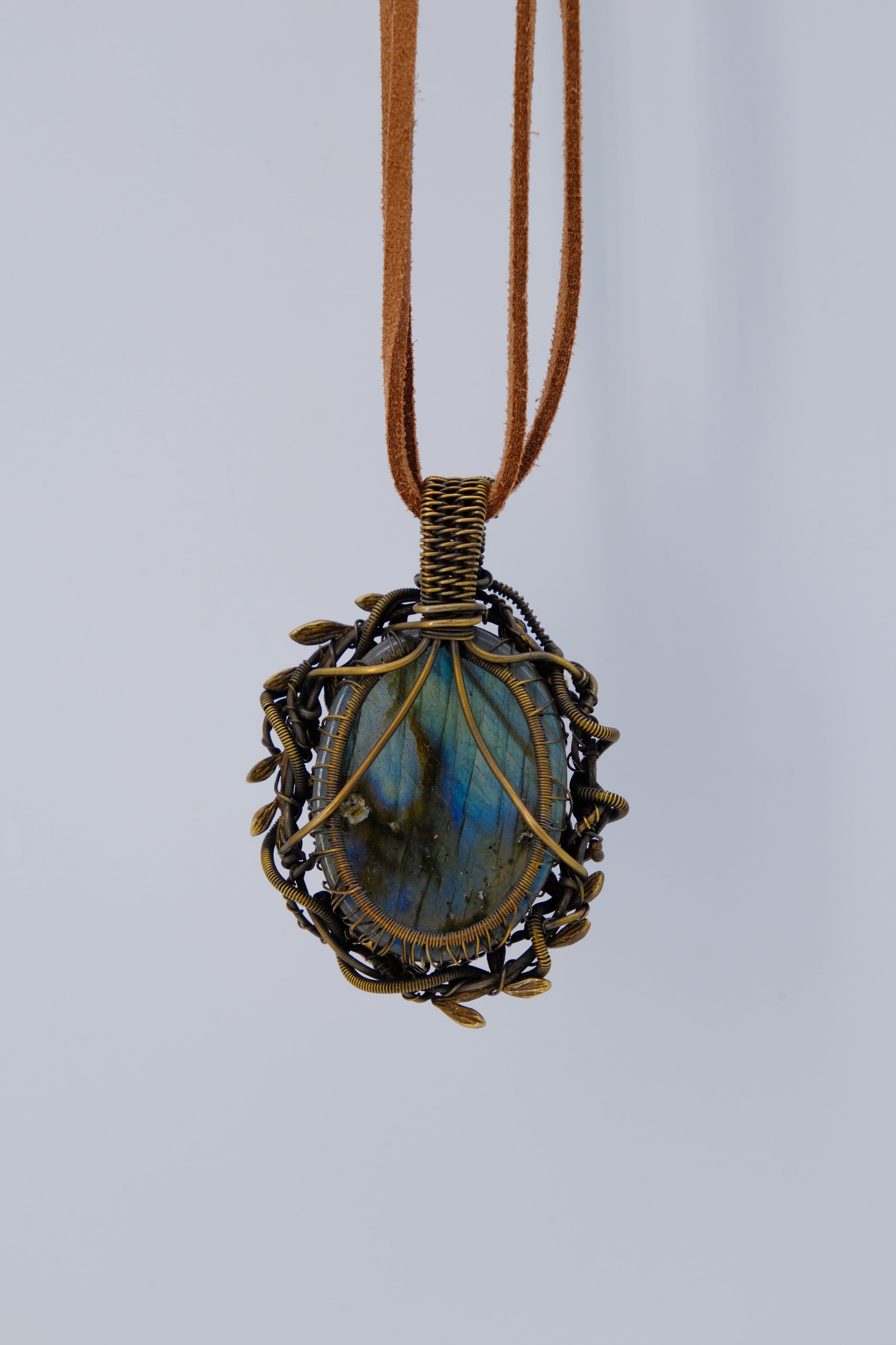 Tree of Life Blue Lagoon Handcrafted Pendant Necklace with Labradorite