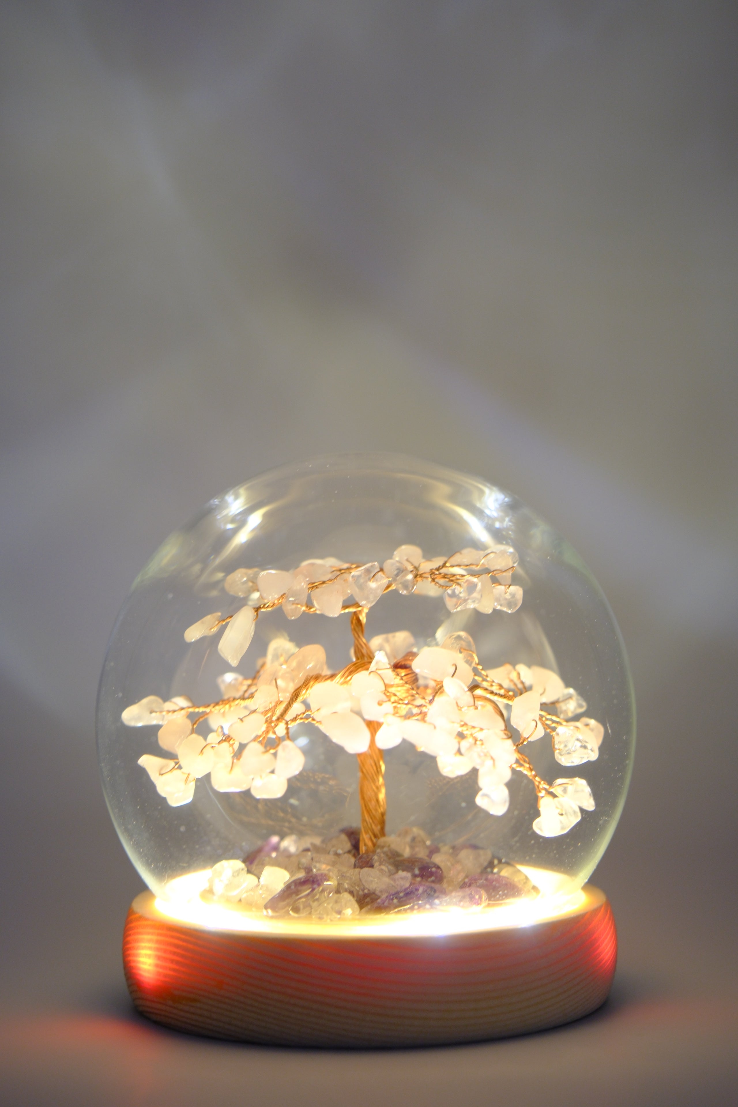 Radiant Crystal Tree Globe - Enchanting Light-Up Ornament