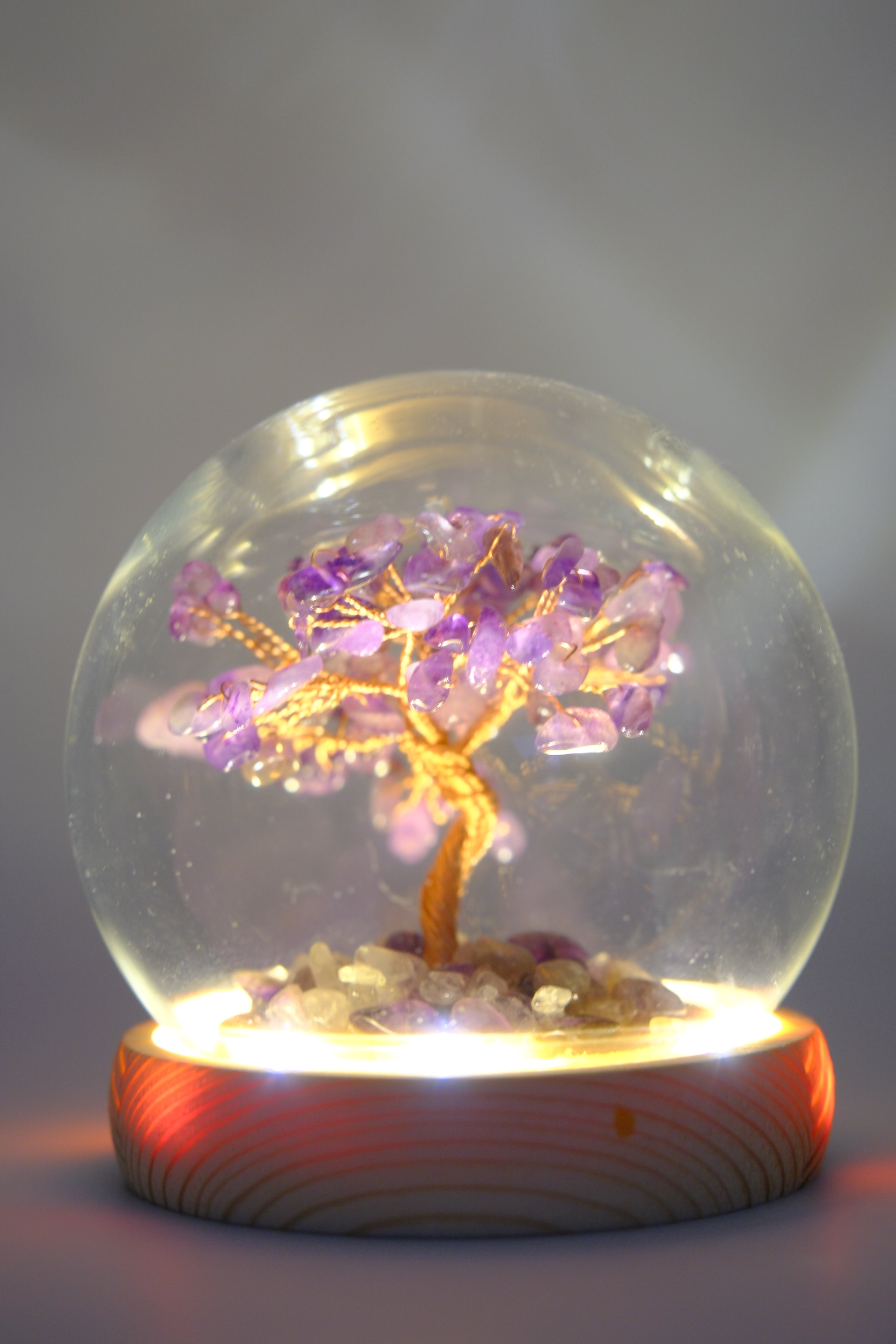 Radiant Crystal Tree Globe - Enchanting Light-Up Ornament