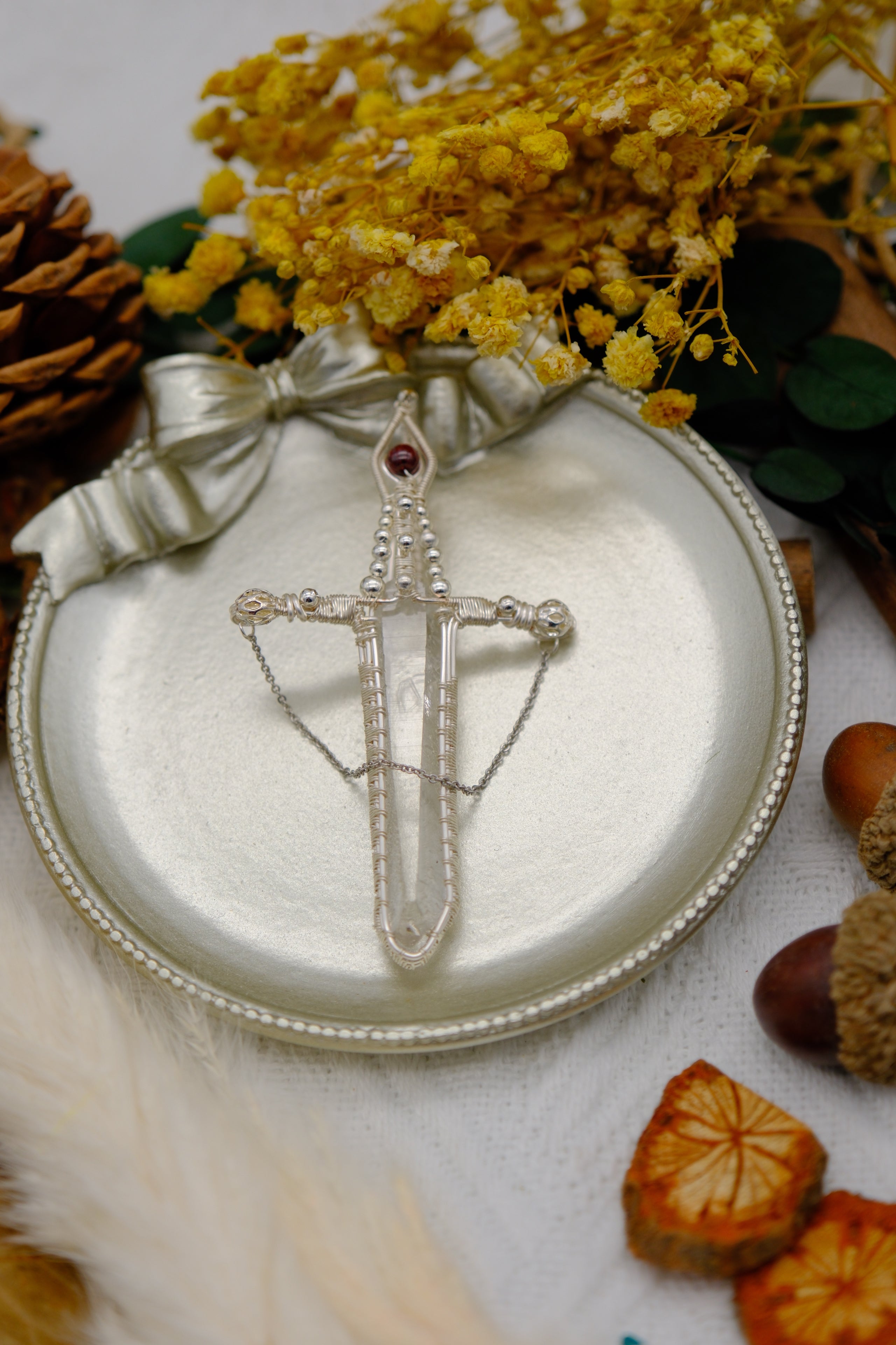 Spirit Crystal Holy Sword Handcrafted Pendant Necklace