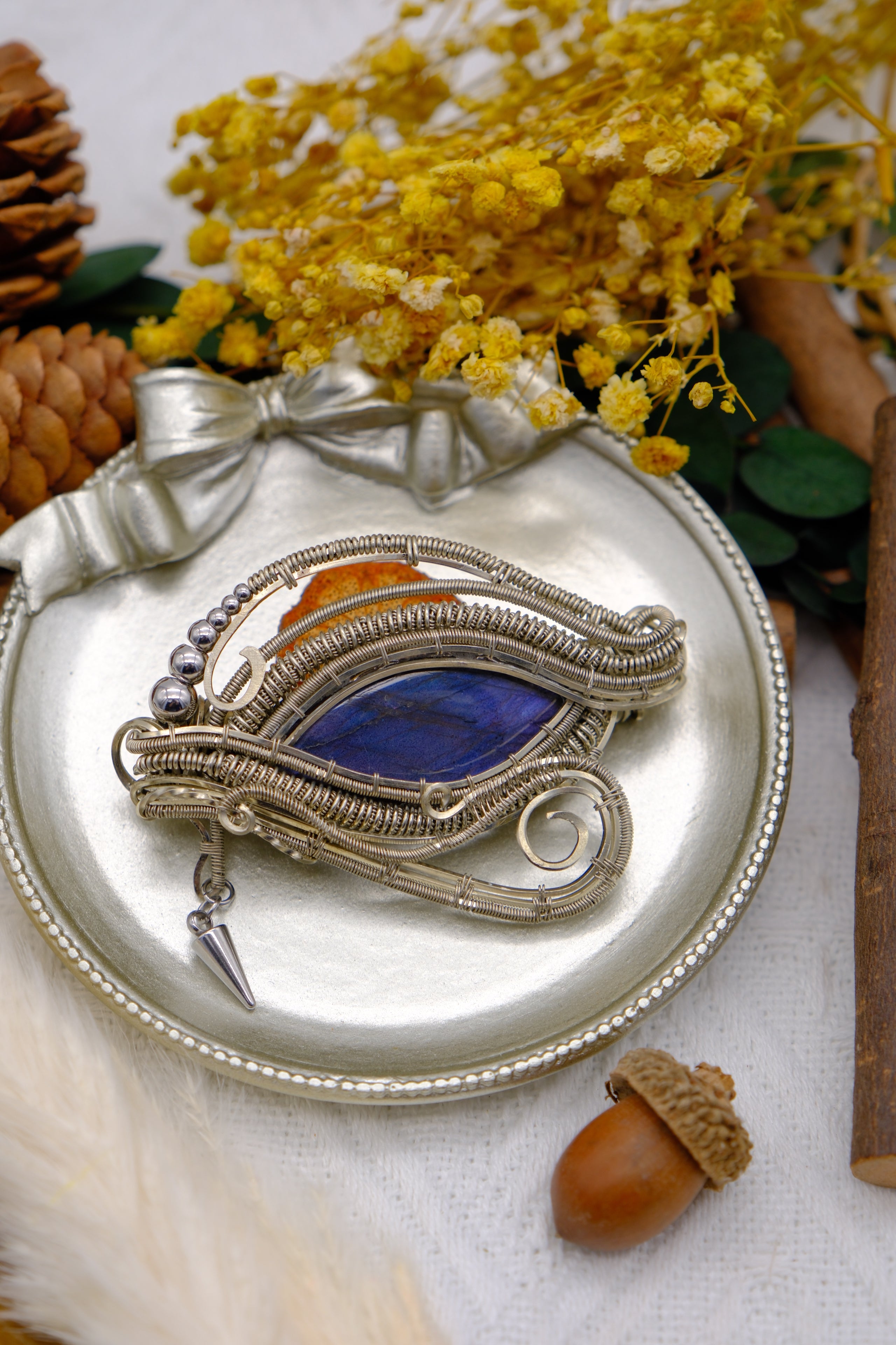 The Eye of Horus Handcrafted Pendant Necklace with Labradorite
