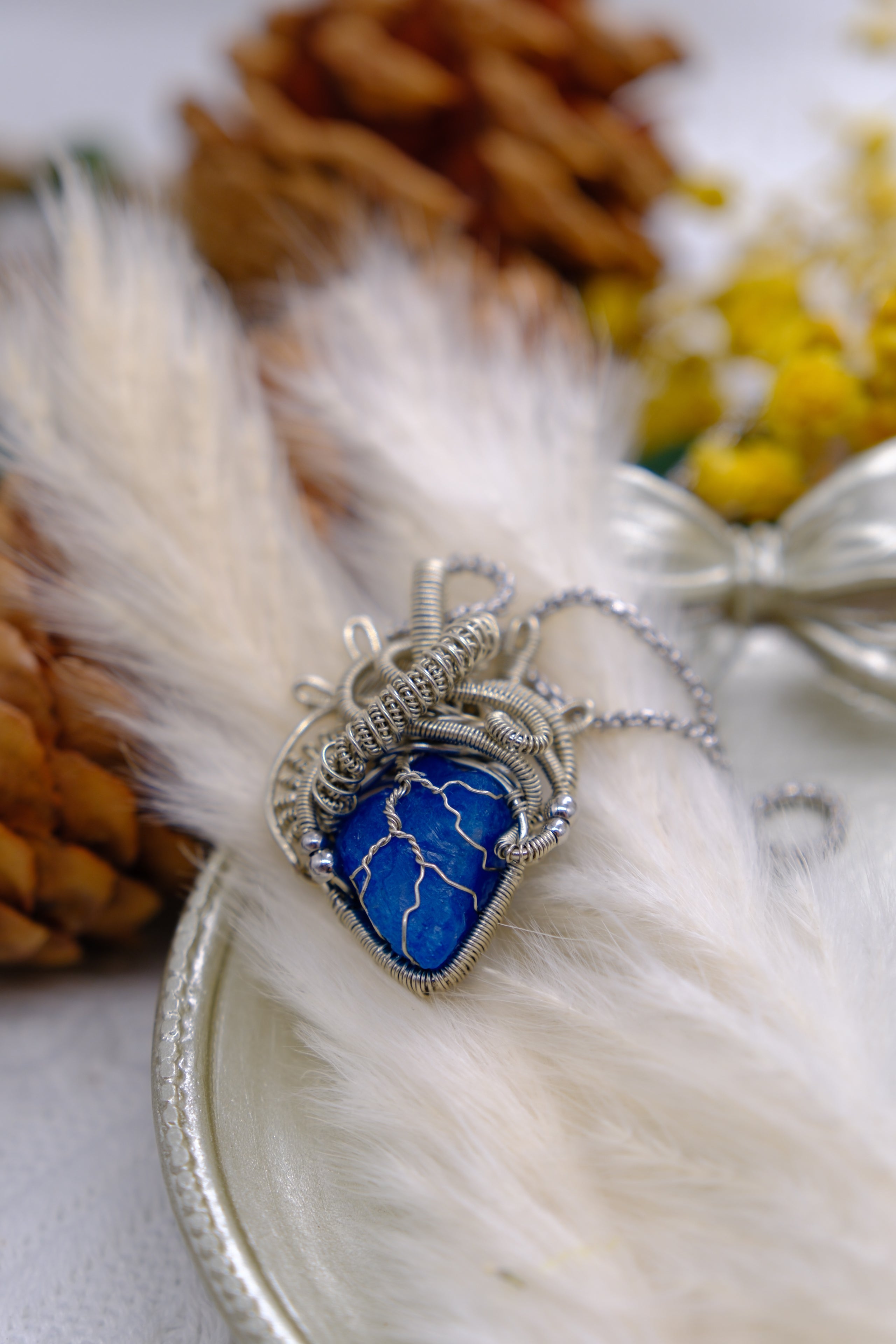 Heart of the Ocean Aquamarine Crystal Handmade Pendant Necklace