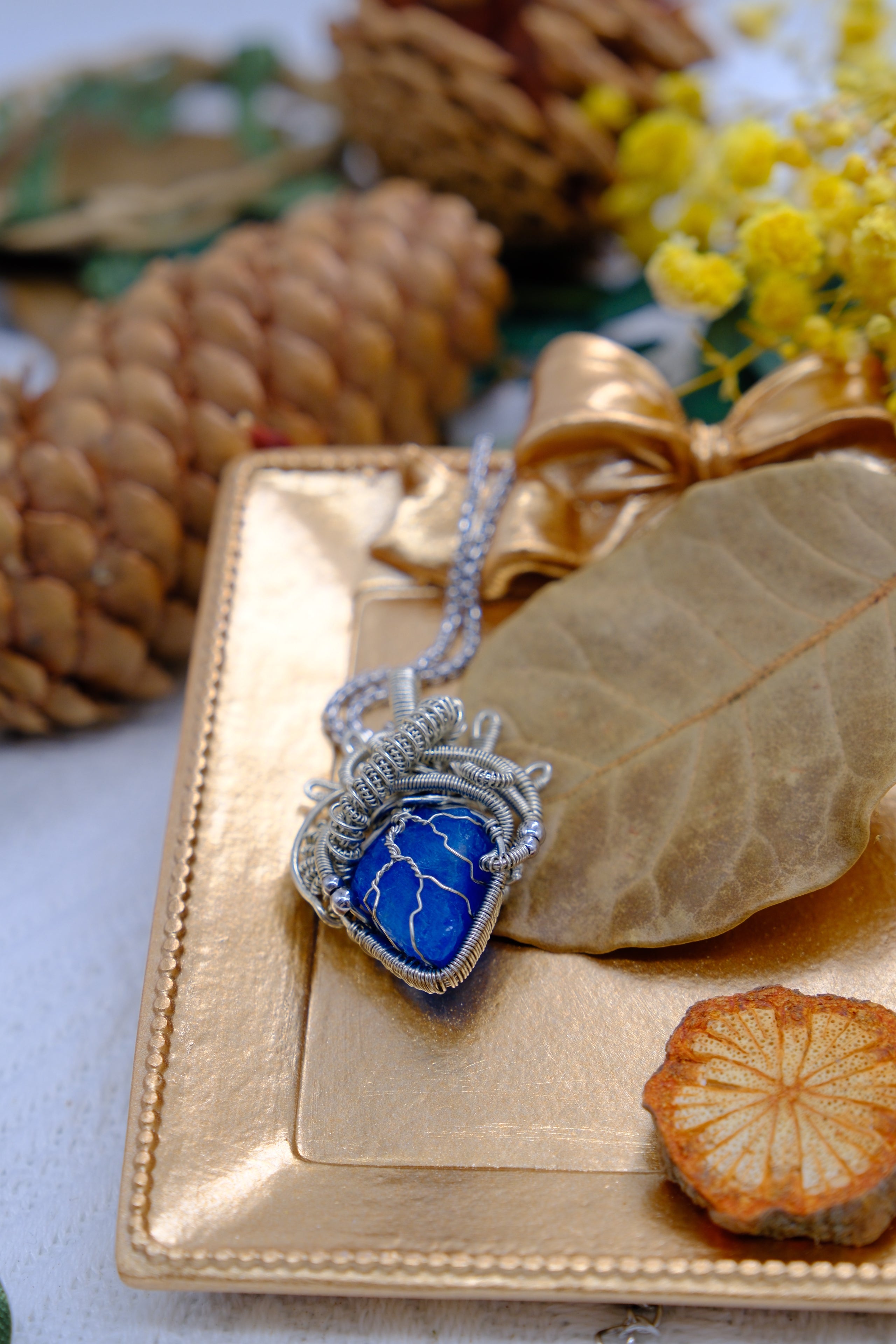 Heart of the Ocean Aquamarine Crystal Handmade Pendant Necklace