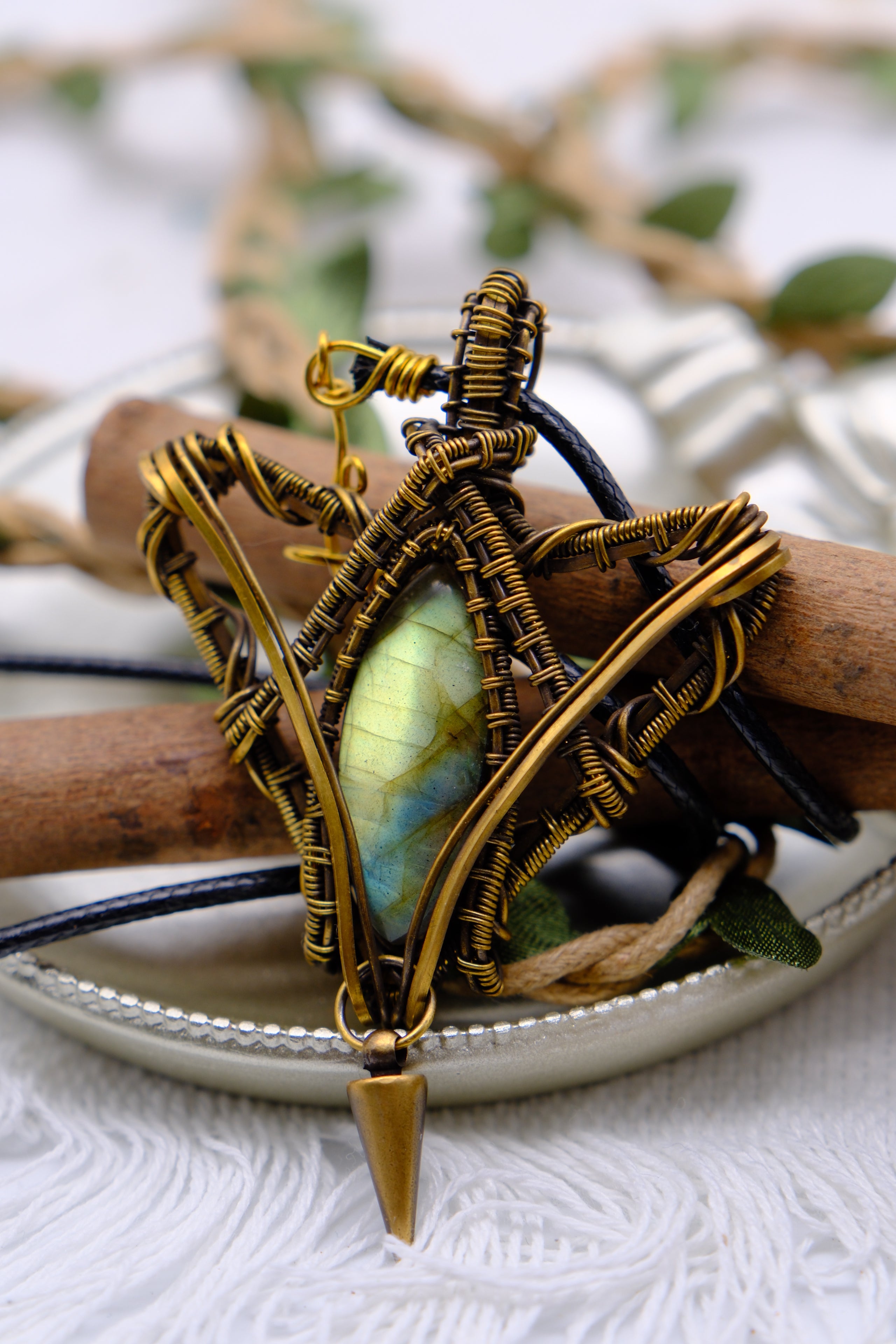 Blessing of the Guardian Spirits Pendant Necklace with Labradorite