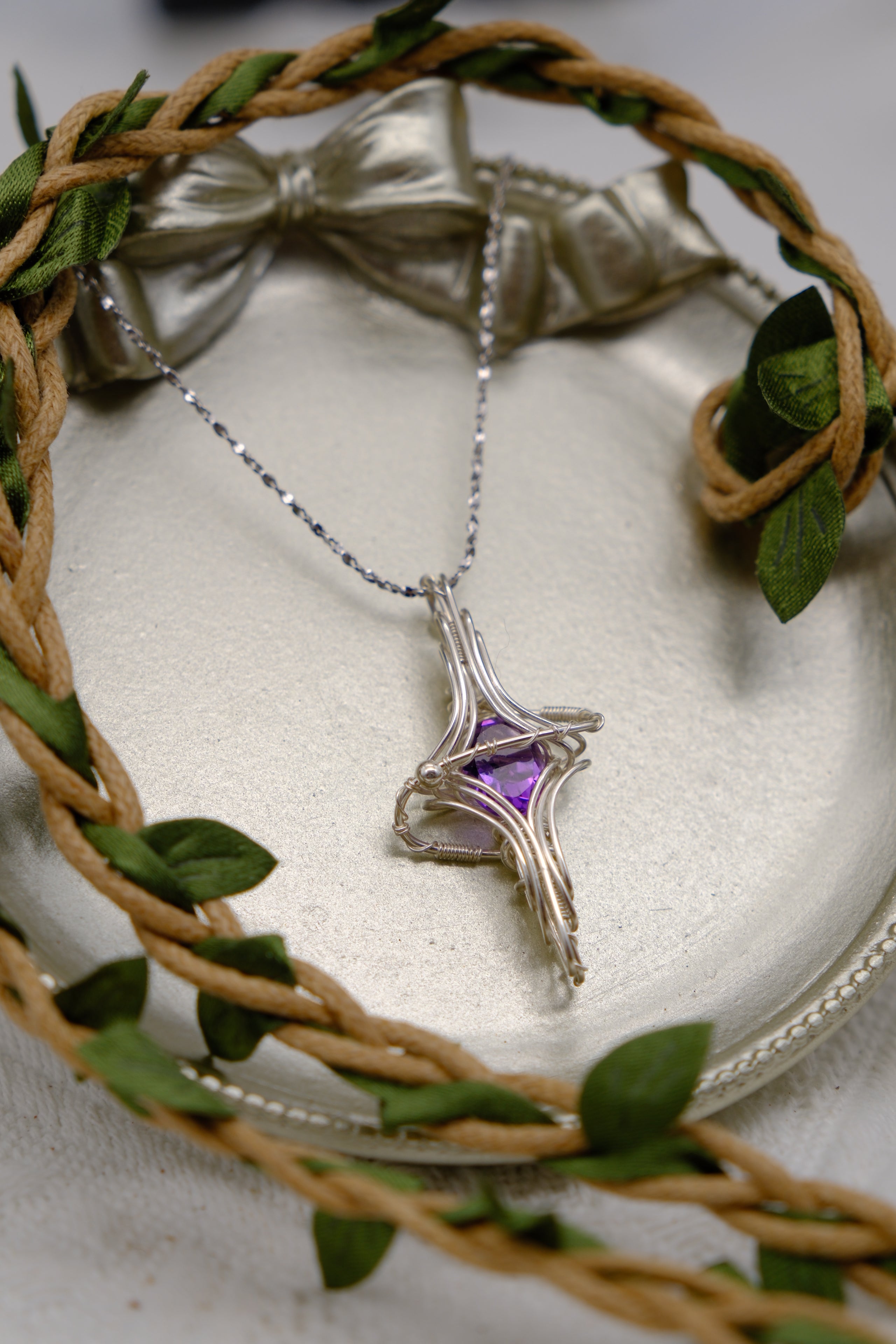 Star Orbit Amethyst Pendant Necklace with Amethyst