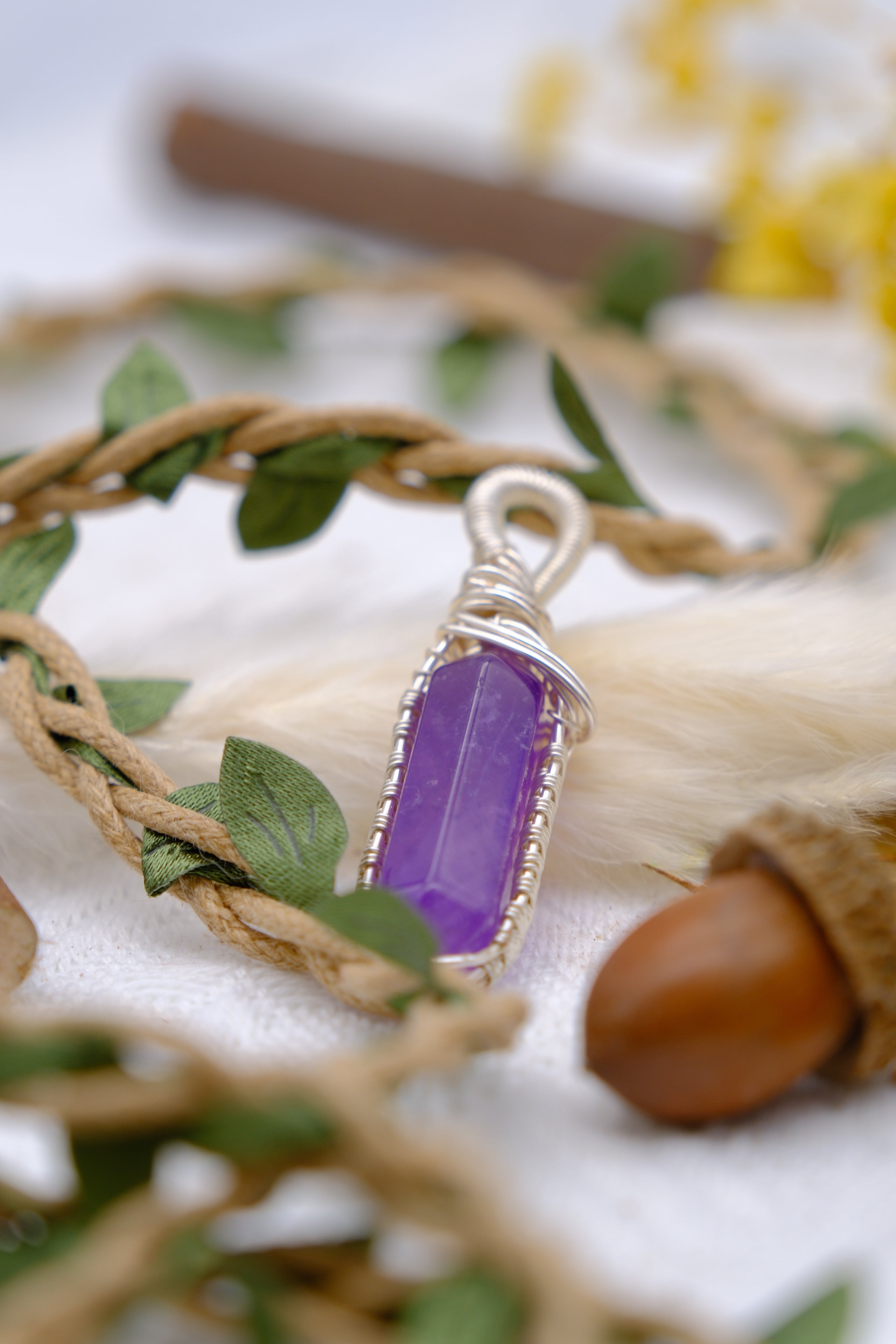 Mystic Amethyst Cascade Handcrafted Pendant Necklace with Crystals