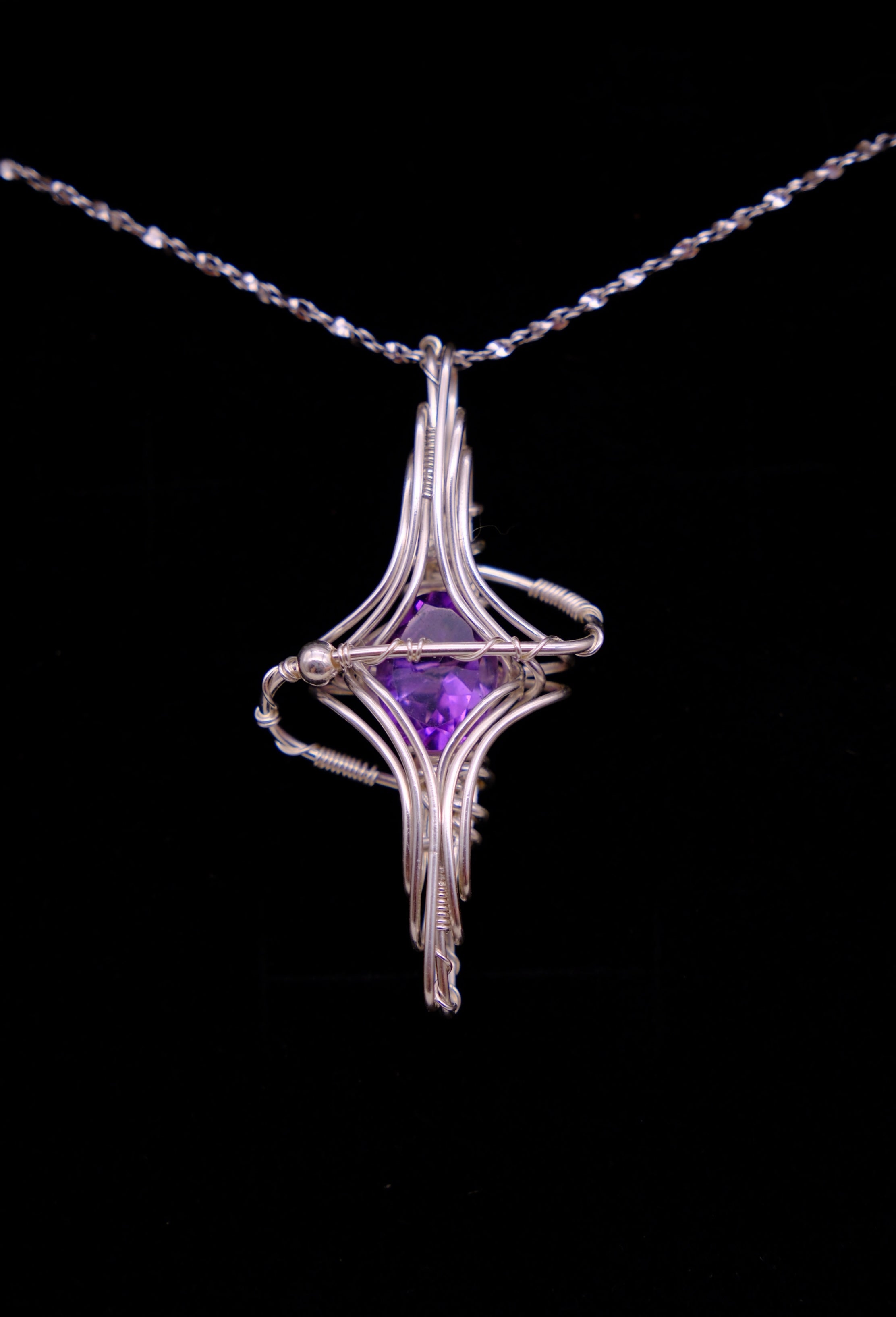 Star Orbit Amethyst Pendant Necklace with Amethyst